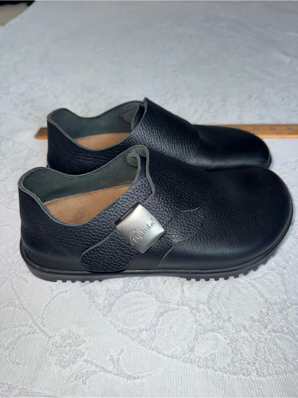 Betula by Birkenstock Black Leather Clog Mules Size 38 US L7 M5 Made in Germany